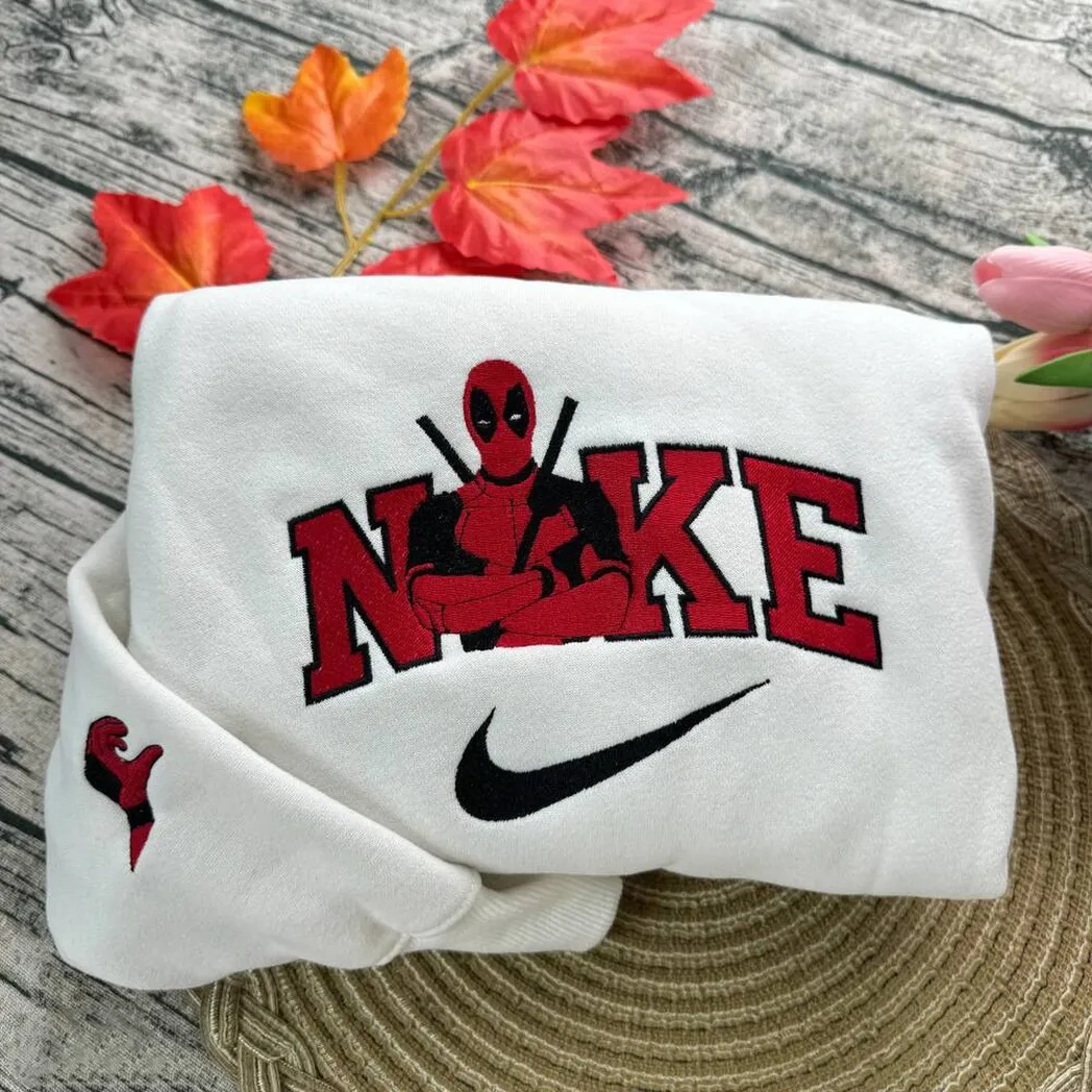 Deadpool And Wolverine x Nike Embroidered Shirt, Embroidered Sweatshirt Fashion Style For Couples deadpool and wolverine x nike embroidered shirt embroidered sweatshirt fashion style for couples zmktg