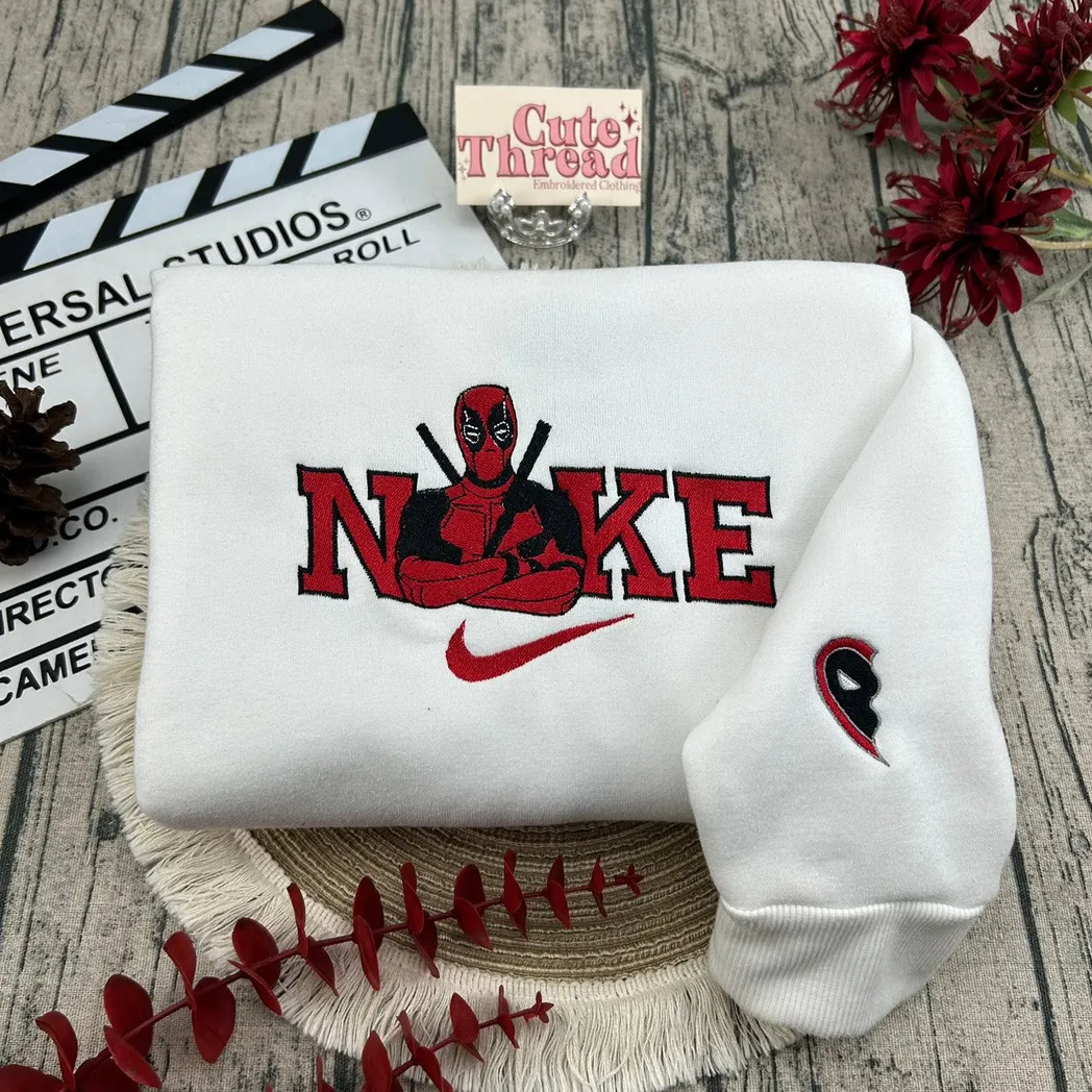 deadpool couple x nike embroidered shirt embroidered sweatshirt fashion style for couples 29my0
