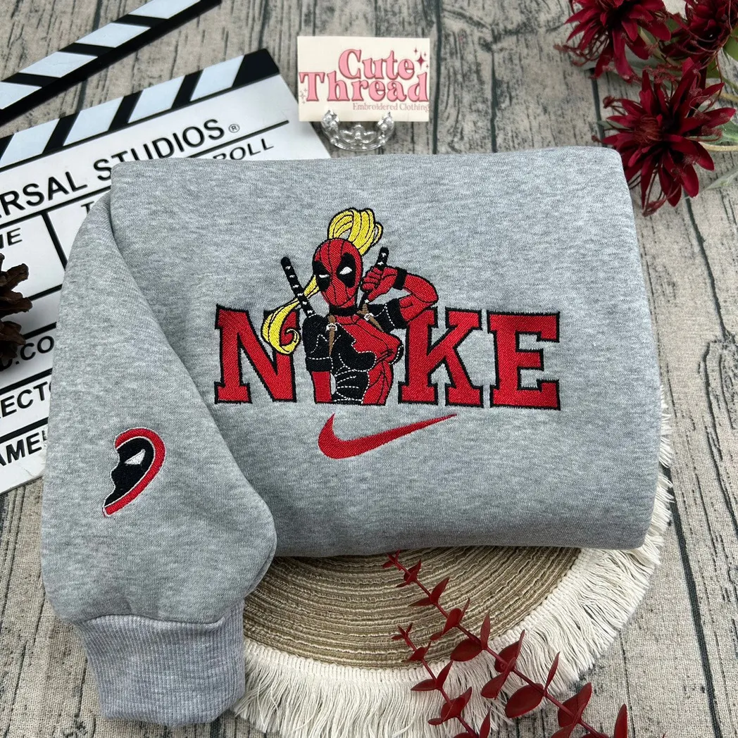 deadpool couple x nike embroidered shirt embroidered sweatshirt fashion style for couples uckd7