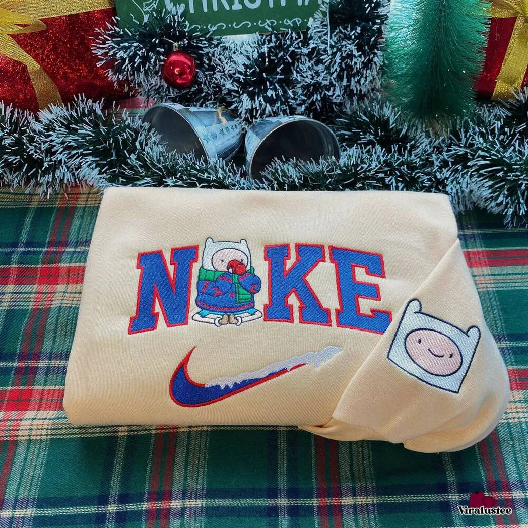 finn and jake x nike embroidered shirt embroidered sweatshirt fashion style for couples ipzbk