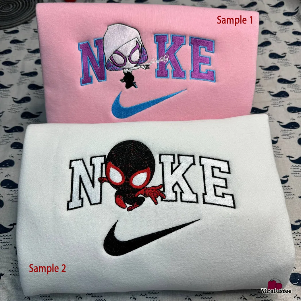 gwen staycy and miles morales x nike embroidered shirt embroidered sweatshirt fashion style for couples gto7m