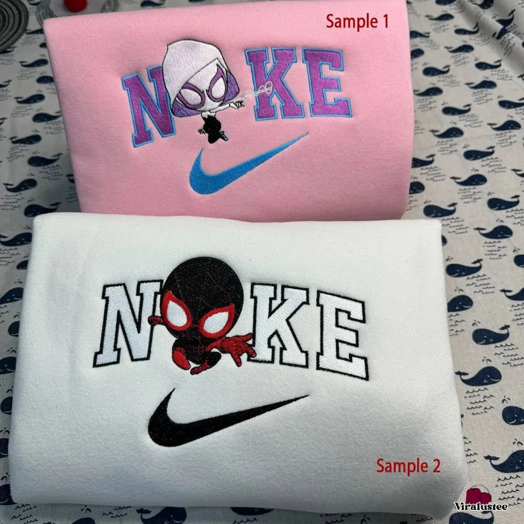 gwen staycy and miles morales x nike embroidered shirt embroidered sweatshirt fashion style for couples jsawz