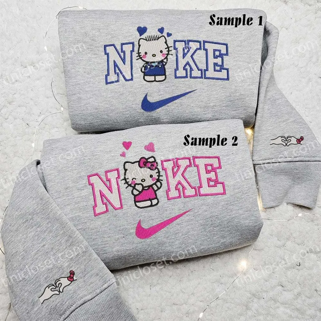 hello kitty and dear daniel x nike embroidered shirt embroidered sweatshirt fashion style for couples 6bysm