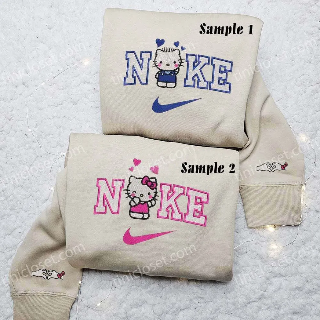 hello kitty and dear daniel x nike embroidered shirt embroidered sweatshirt fashion style for couples flyfh