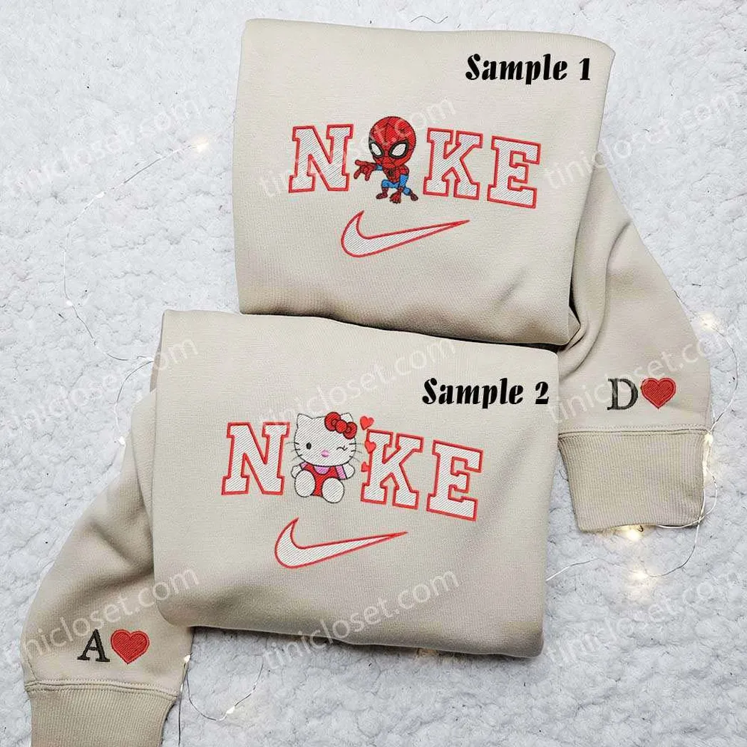 hello kitty and spiderman x nike embroidered shirt embroidered sweatshirt fashion style for couples eea2c