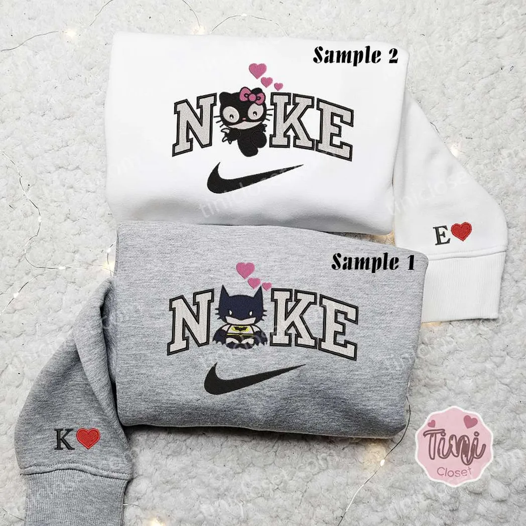 hello kitty batman and catwoman x nike embroidered shirt embroidered sweatshirt fashion style for couples zmlha