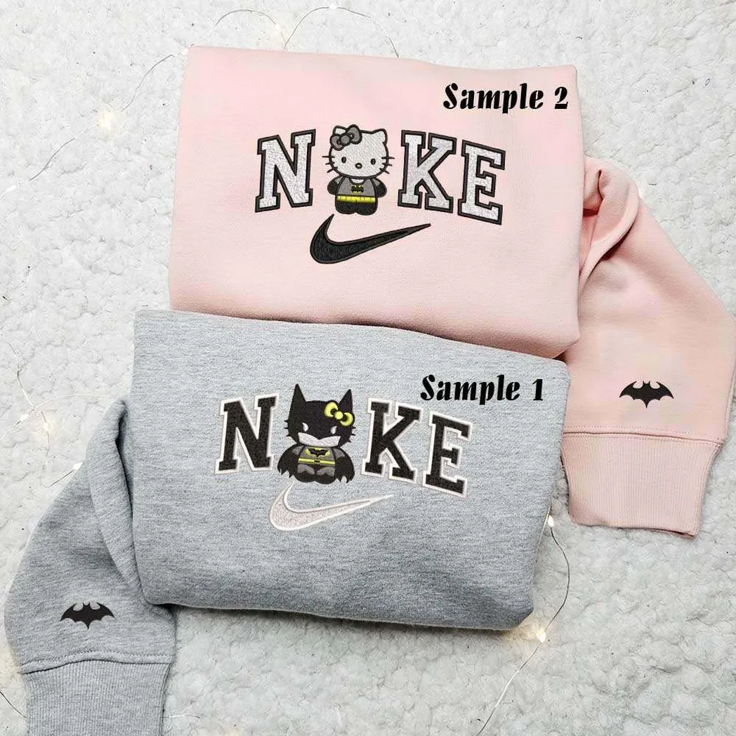 hello kitty batman cosplay x nike embroidered shirt embroidered sweatshirt fashion style for couples eaqw6