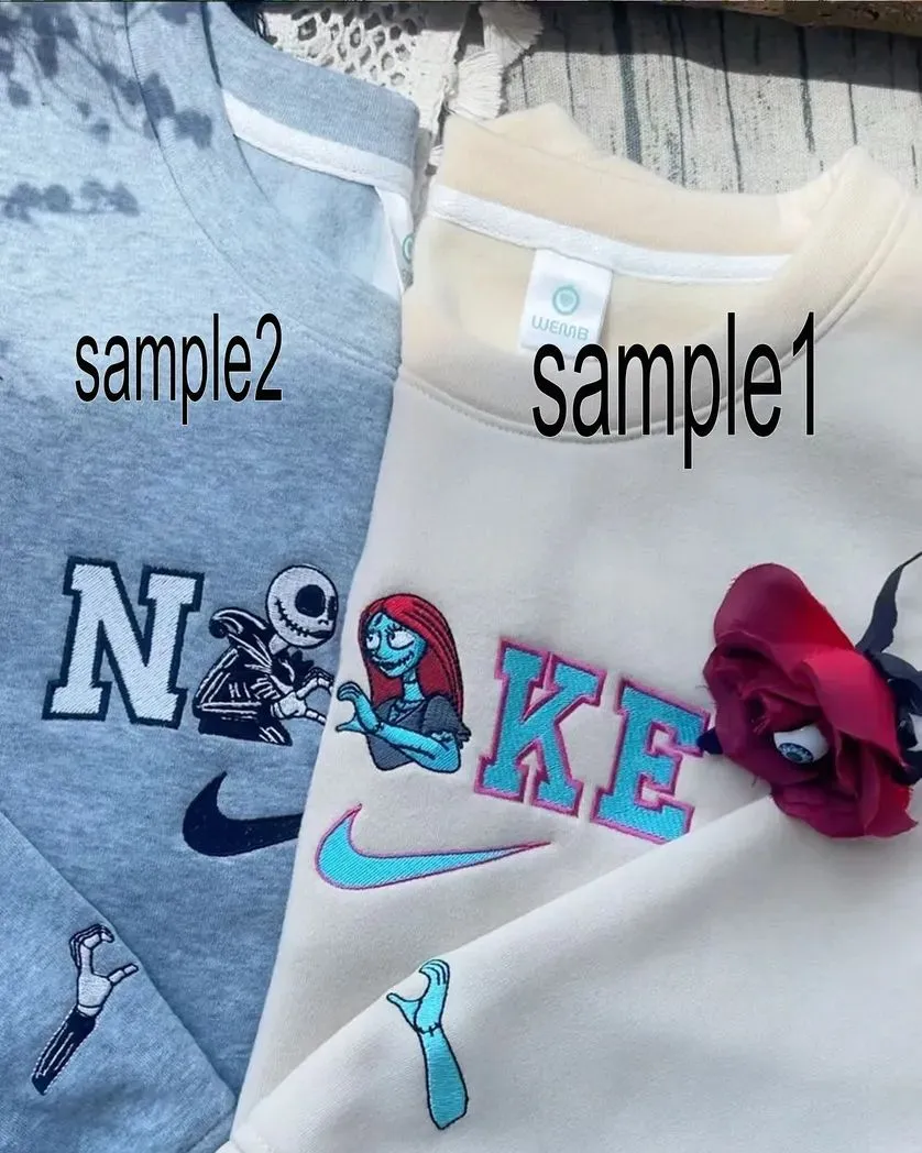 jack and sally couple movie x nike embroidered sweatshirt fashion style for couples valentines gift for himher i2ym3