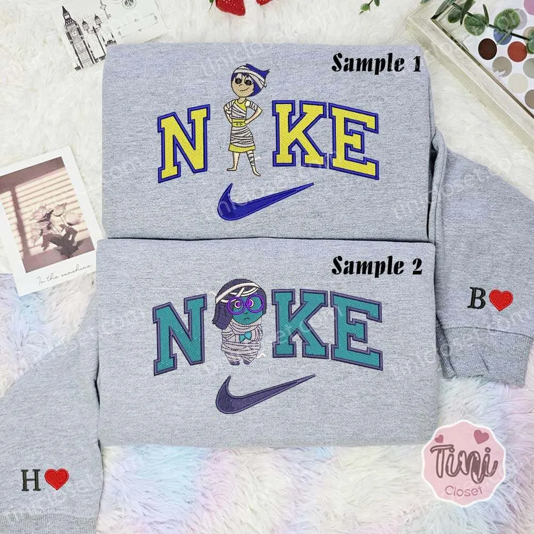 joy and sadness mummy inside out x nike embroidered shirt embroidered sweatshirt fashion style for couples npb5y