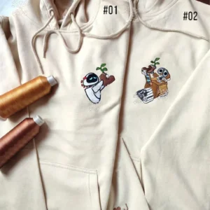 Lovely Droid Couple Character Star Wars Movie Embroidered Sweatshirt, Maching Embroidered Hoodie For Couple, Boyfriend, Girlfriend