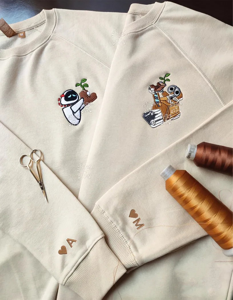lovely droid couple character star wars movie embroidered sweatshirt maching embroidered hoodie for couple boyfriend girlfriend 9yfgw