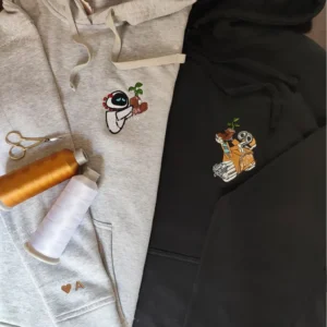 lovely droid couple character star wars movie embroidered sweatshirt maching embroidered hoodie for couple boyfriend girlfriend e8rzp