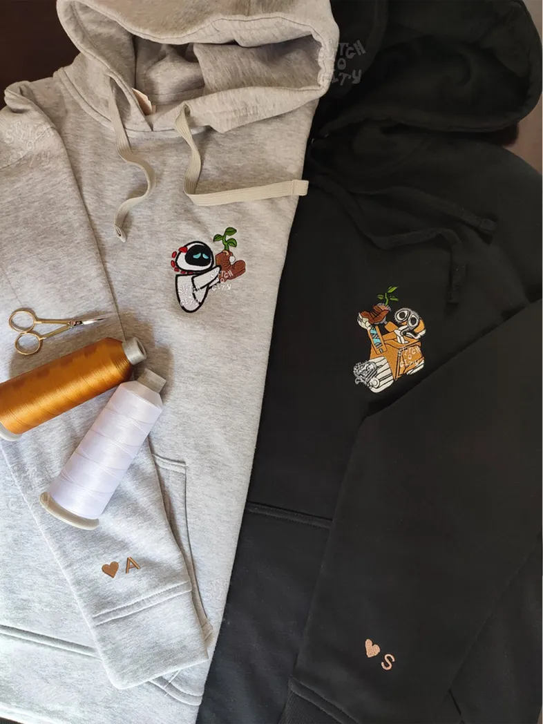 lovely droid couple character star wars movie embroidered sweatshirt maching embroidered hoodie for couple boyfriend girlfriend e8rzp