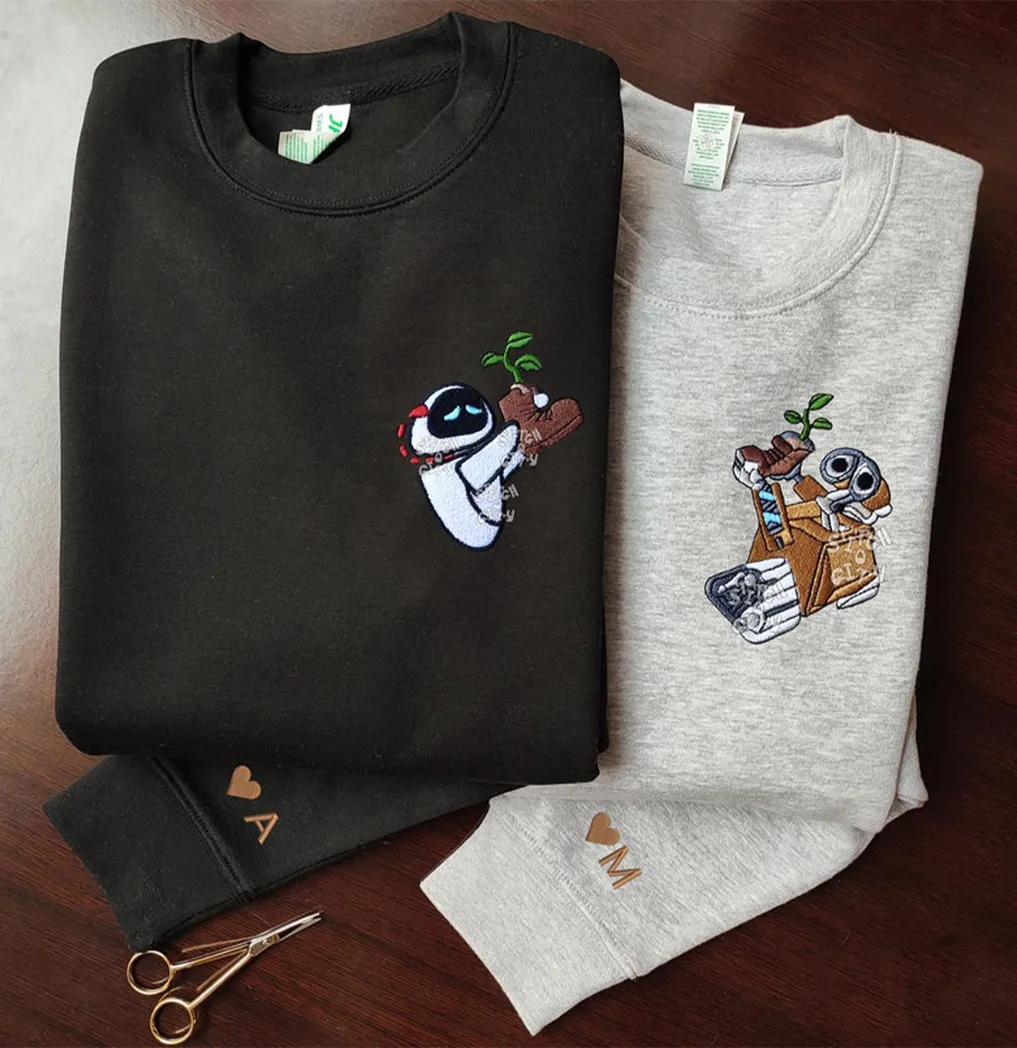 lovely droid couple character star wars movie embroidered sweatshirt maching embroidered hoodie for couple boyfriend girlfriend gzo7a