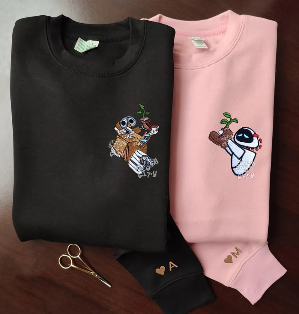 lovely droid couple character star wars movie embroidered sweatshirt maching embroidered hoodie for couple boyfriend girlfriend wn9kl