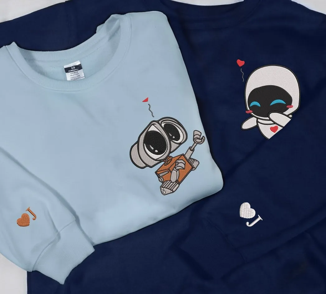 lovely droid couple star wars embroidered sweatshirt maching embroidered hoodie for couple boyfriend girlfriend tz0go