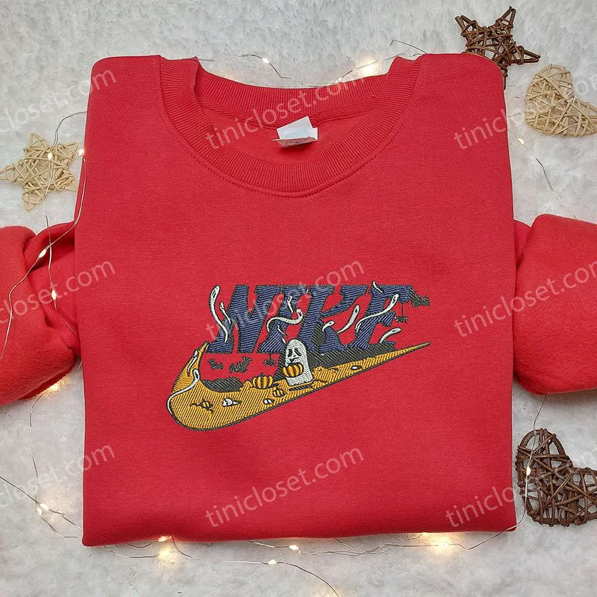 nike x ghost embroidered shirt halloween embroidered shirt custom nike embroidered shirt admfm