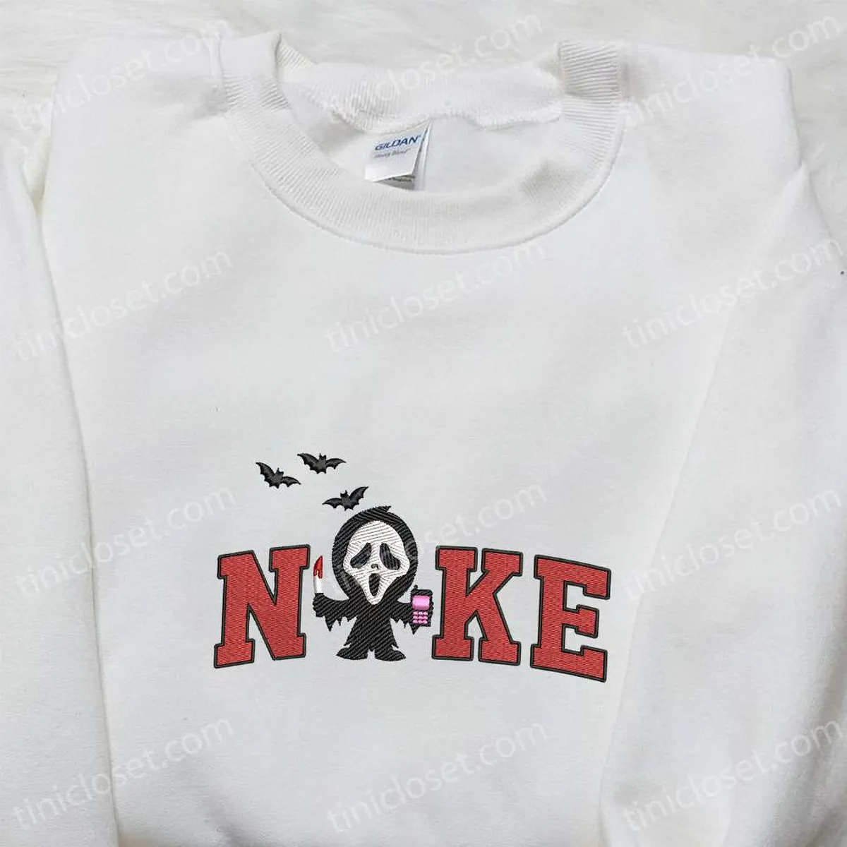nike x ghost face embroidered shirt nike inspired embroidered shirt best gifts for halloween lovers n2b0w