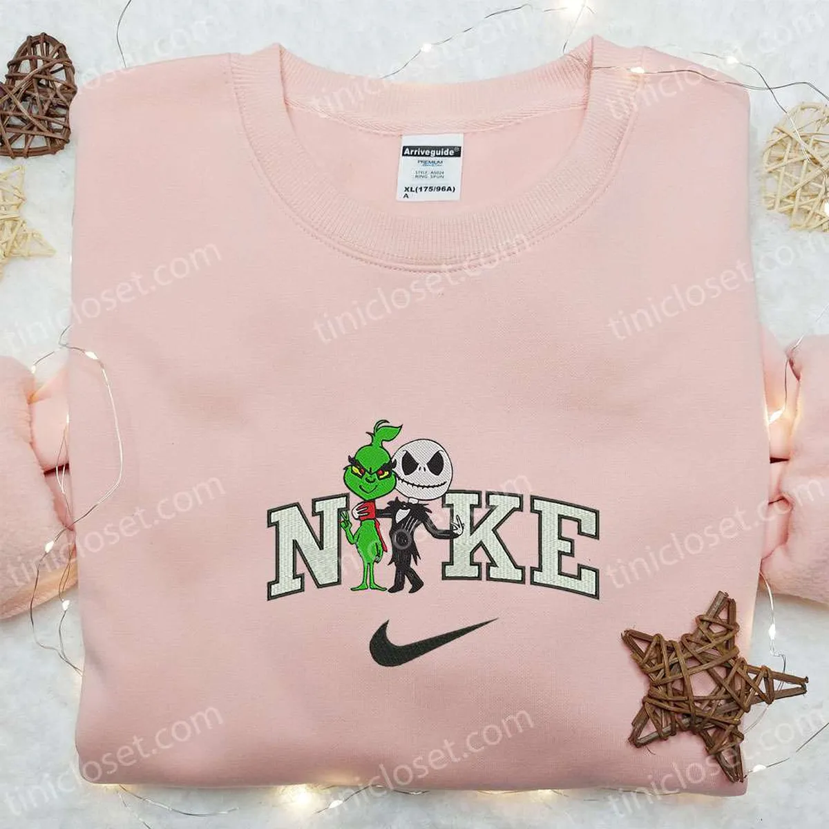 nike x grinch and jack skellington embroidered hoodie funny halloween embroidered t shirt best halloween costumes