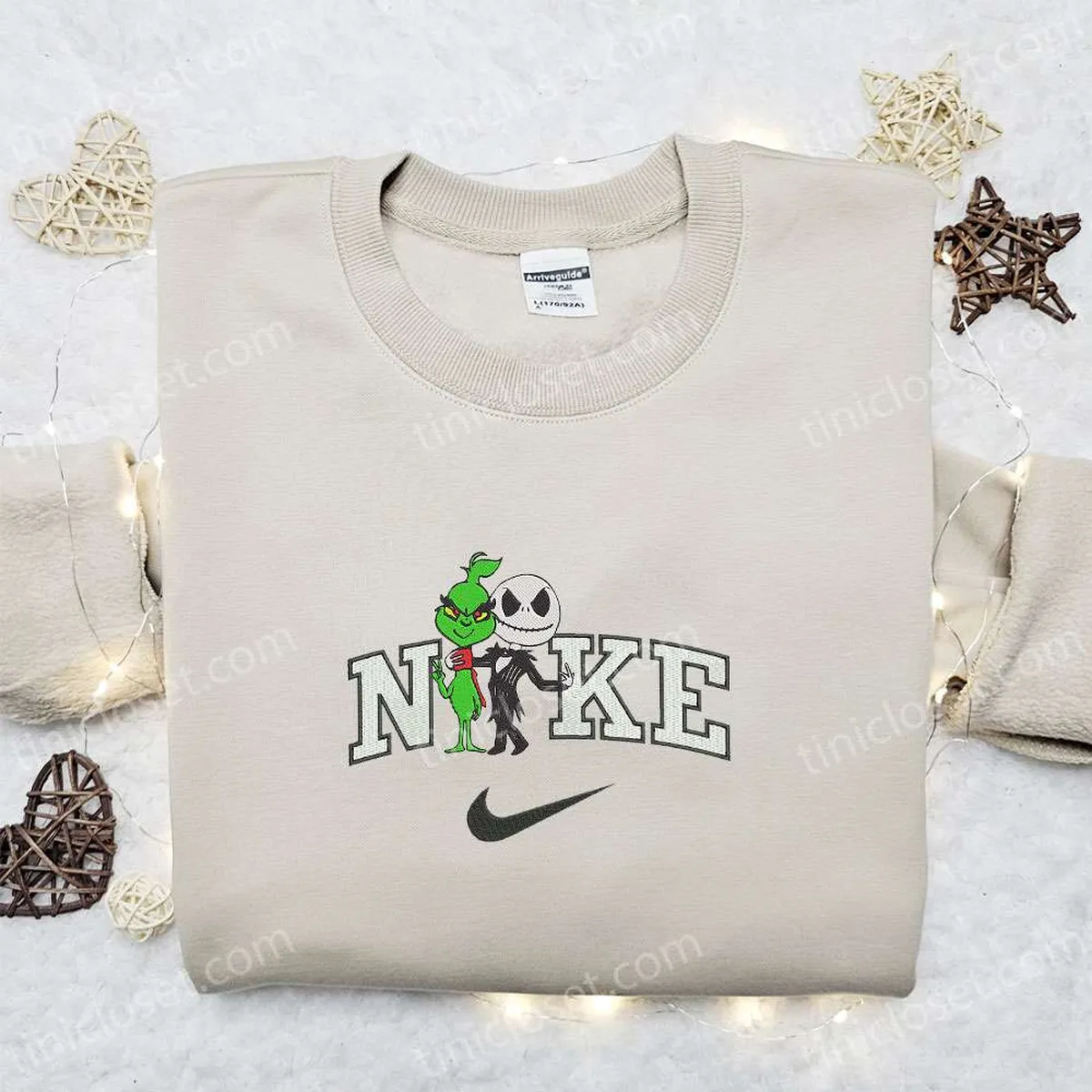 nike x grinch and jack skellington embroidered hoodie funny halloween embroidered t shirt best halloween costumes hebce
