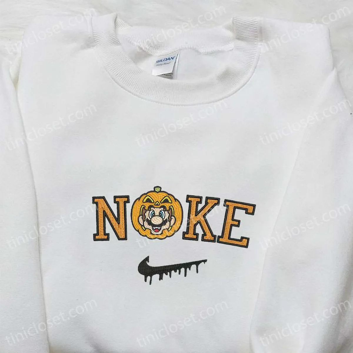 nike x halloween pumpkin super mario embroidered shirt game characters embroidered shirt nike inspired embroidered shirt q8uwt