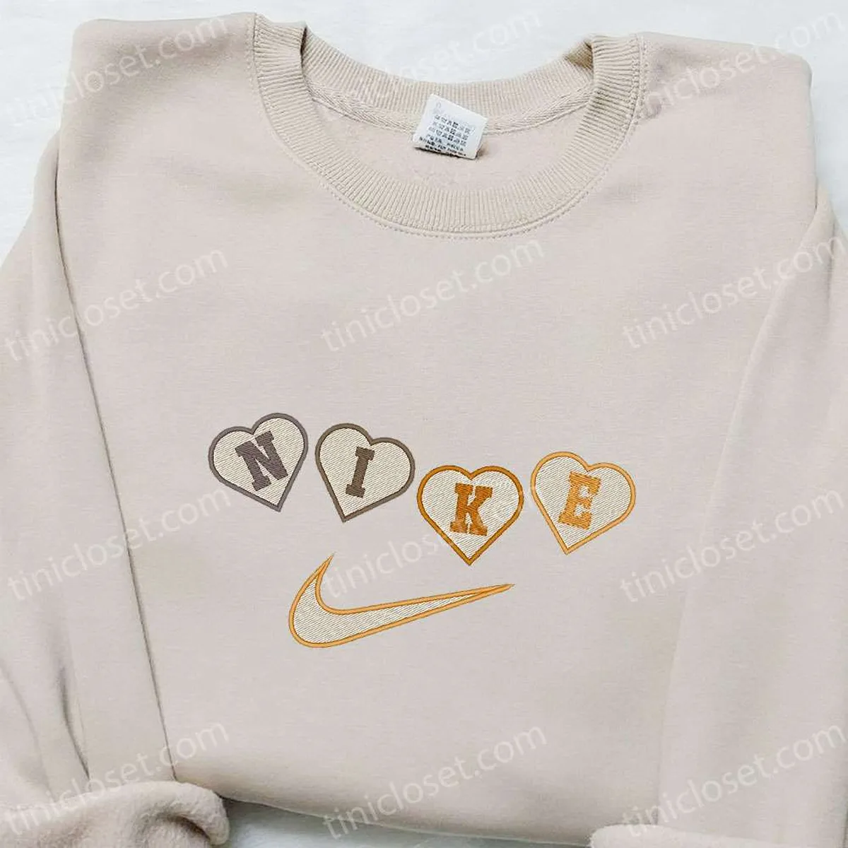 nike x heart embroidered sweatshirt custom embroidered shirt best valentine day gift ideas