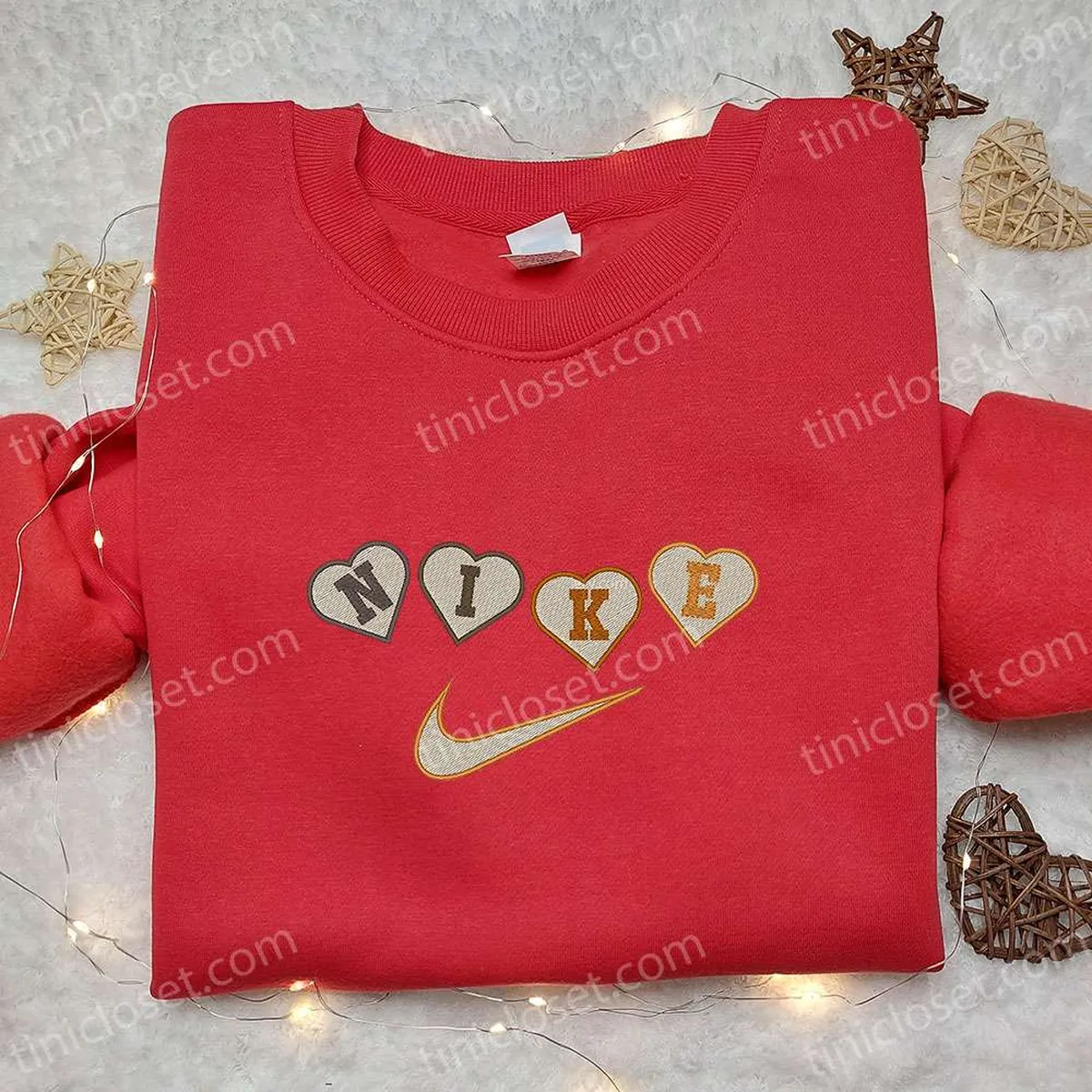 nike x heart embroidered sweatshirt custom embroidered shirt best valentine day gift ideas udodz