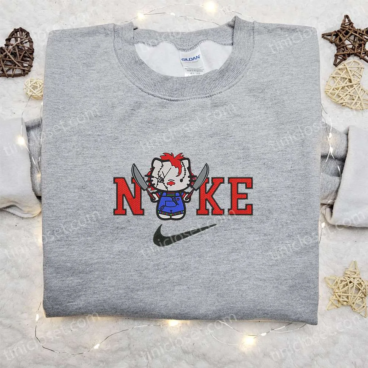 nike x hello kitty chucky embroidered hoodie funny halloween embroidered sweatshirt best gifts for family eigdd