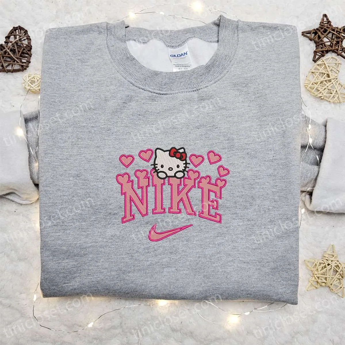 nike x hello kitty hearts embroidered sweatshirt valentineembroidered shirt nike inspired embroidered t shirt nh917