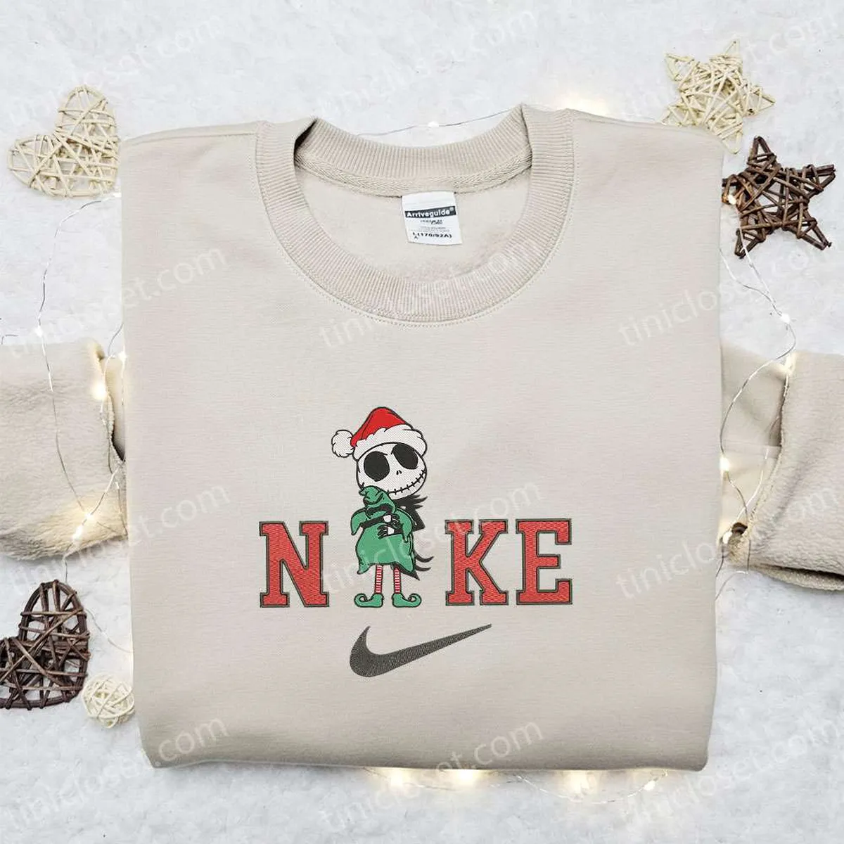 nike x jack and oogie boogie xmas embroidered sweatshirt horror movie halloween embroidered shirt best christmas gift ideas