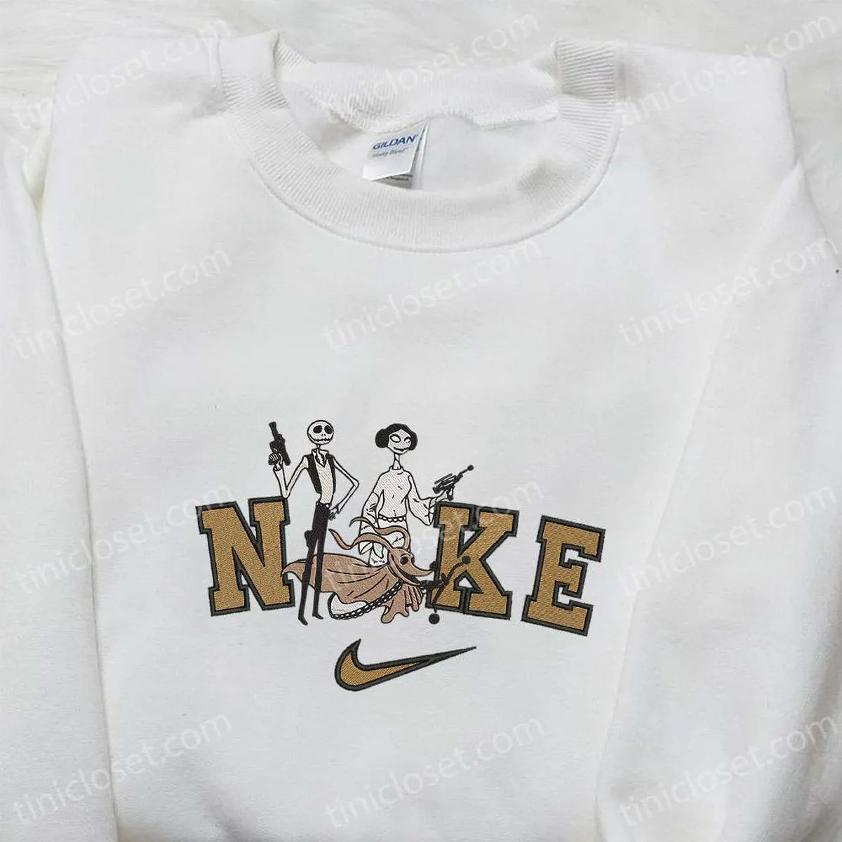 nike x jack and sally star wars halloween embroidered sweatshirt horror movie halloween embroidered shirt best halloween gift ideas vptm4