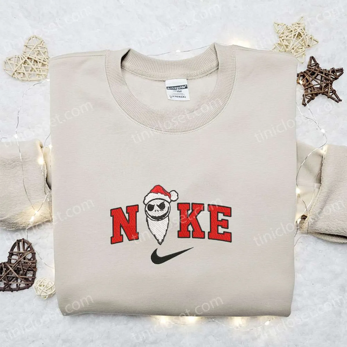 nike x jack skellington cosplay santa claus embroidered sweatshirt christmas embroidered hoodie tjwmz