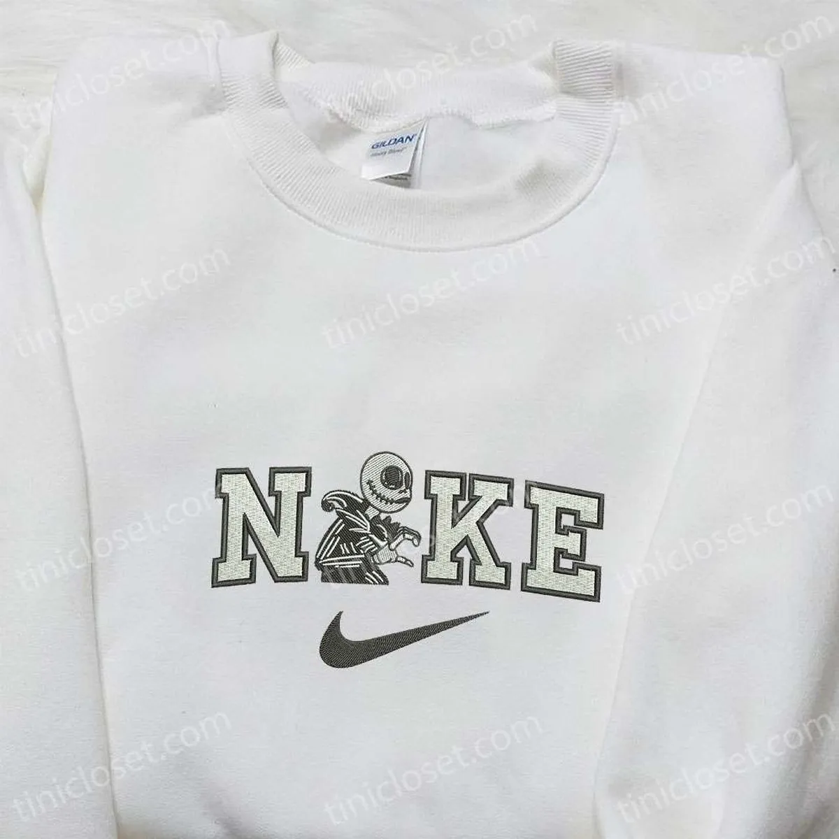 nike x jack skellington embroidered sweatshirt horror halloween embroidered shirt nike inspired embroidered t shirt gig0d