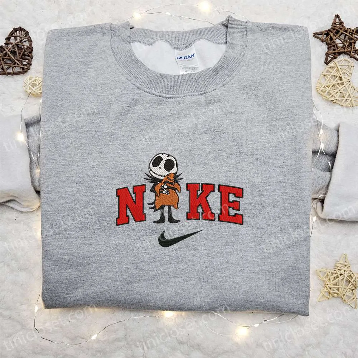 nike x jack skellington hugs oogie boogie embroidered sweatshirt the nightmare before christmas embroidered hoodie nike inspired embroidered t shirt c90hs