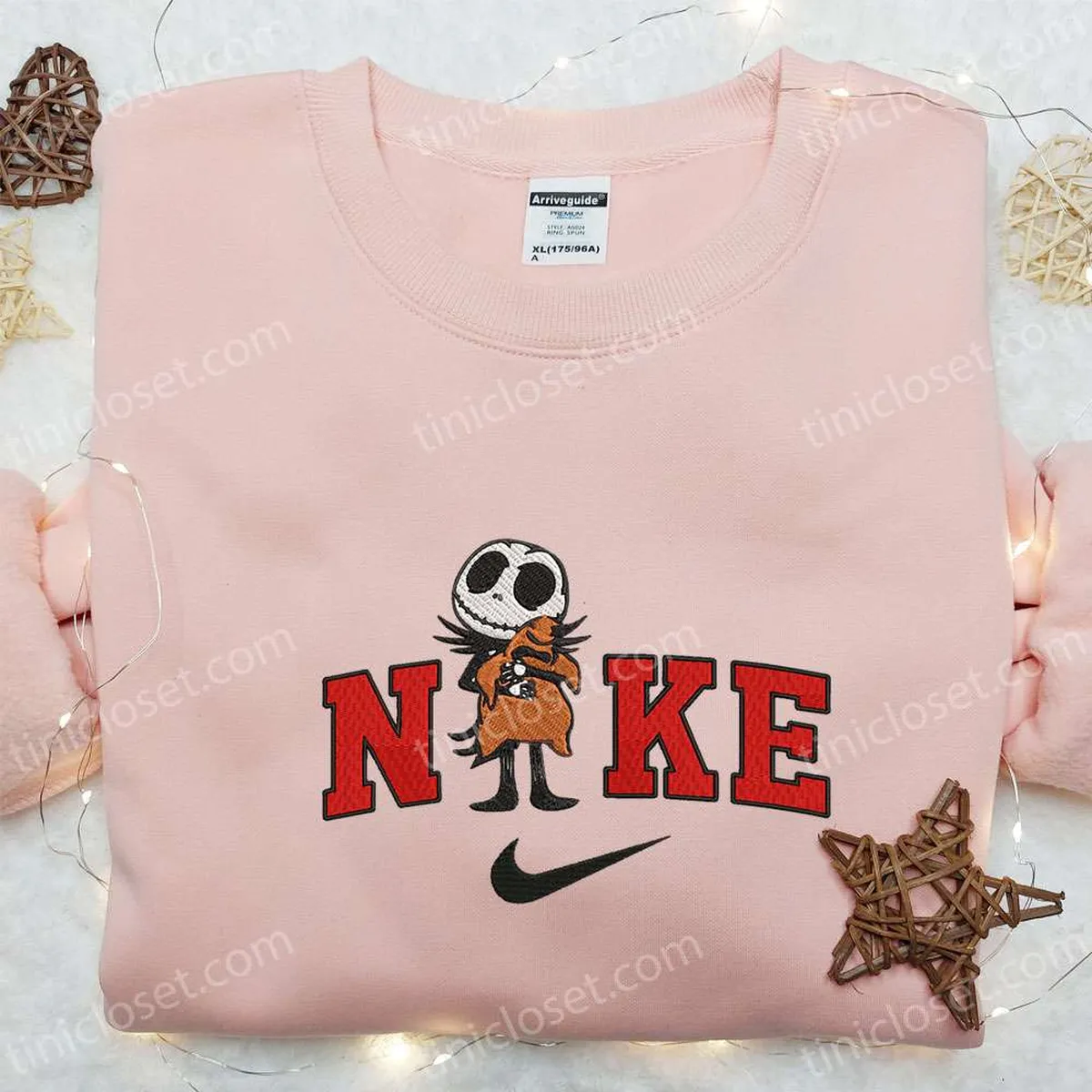 nike x jack skellington hugs oogie boogie embroidered sweatshirt the nightmare before christmas embroidered hoodie nike inspired embroidered t shirt swhiu