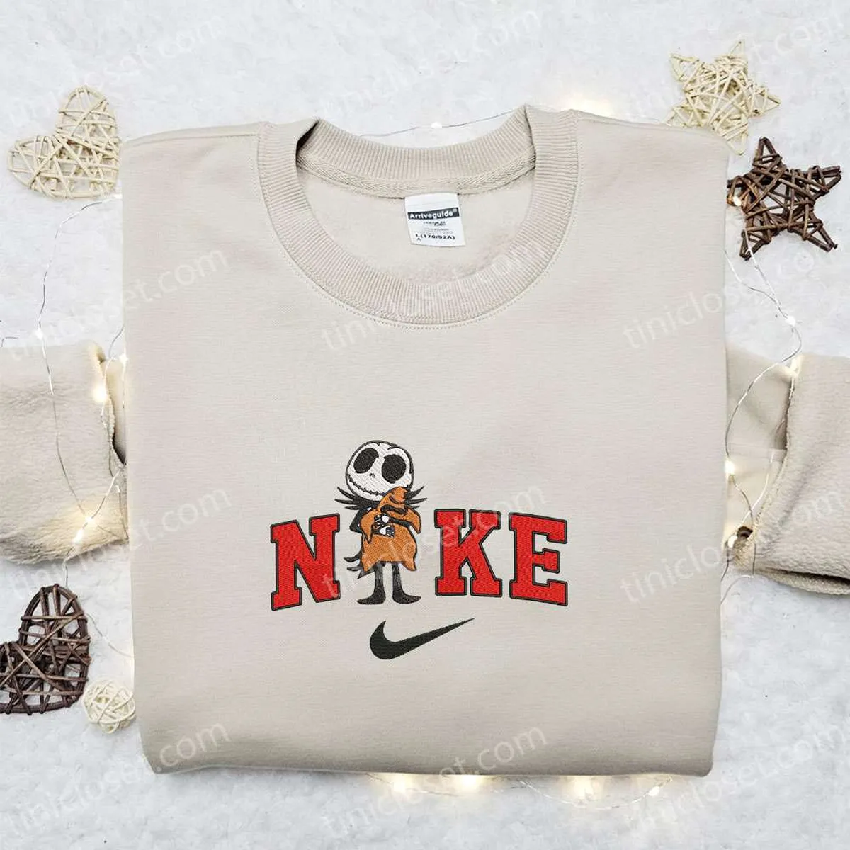 nike x jack skellington hugs oogie boogie embroidered sweatshirt the nightmare before christmas embroidered hoodie nike inspired embroidered t shirt