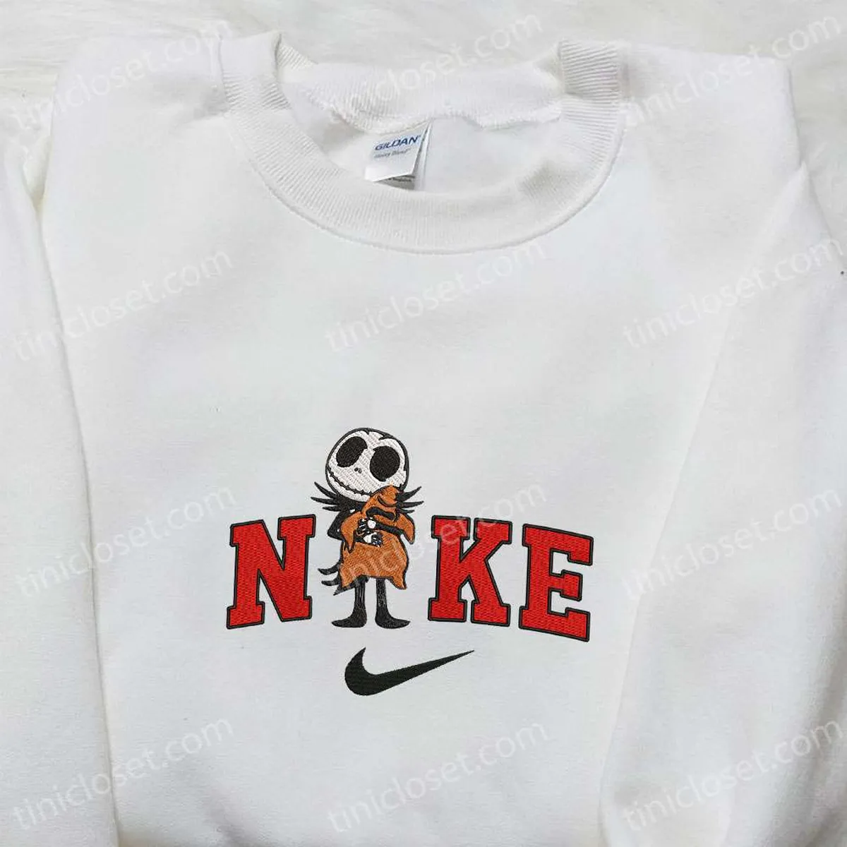 nike x jack skellington hugs oogie boogie embroidered sweatshirt the nightmare before christmas embroidered hoodie nike inspired embroidered t shirt