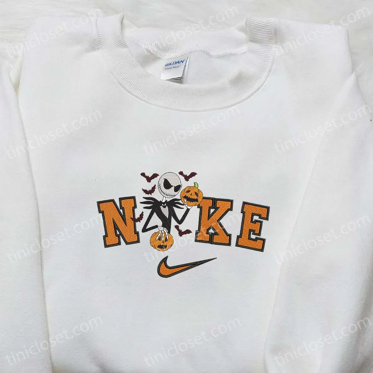 nike x jack skellington pumpkin halloween embroidered hoodie the nightmare before christmas embroidered t shirt nike inspired embroidered sweatshirt gbe1e