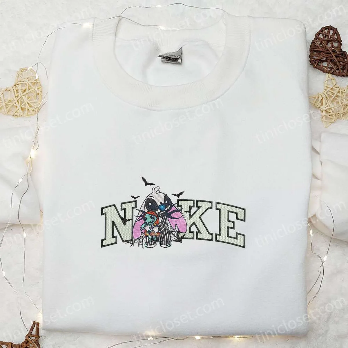 nike x jack skellington stitch embroidered sweatshirt disney halloween embroidered hoodie cool halloween embroidered shirt enkvg