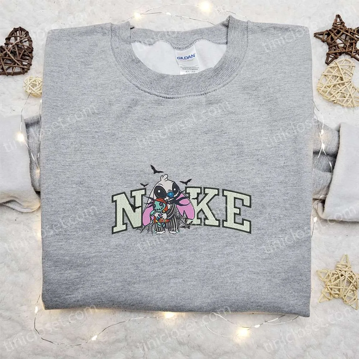 nike x jack skellington stitch embroidered sweatshirt disney halloween embroidered hoodie cool halloween embroidered shirt h2fyf