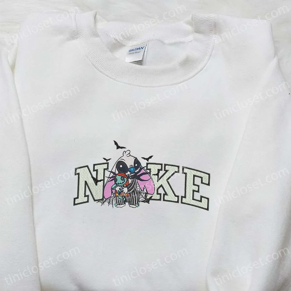 nike x jack skellington stitch embroidered sweatshirt disney halloween embroidered hoodie cool halloween embroidered shirt