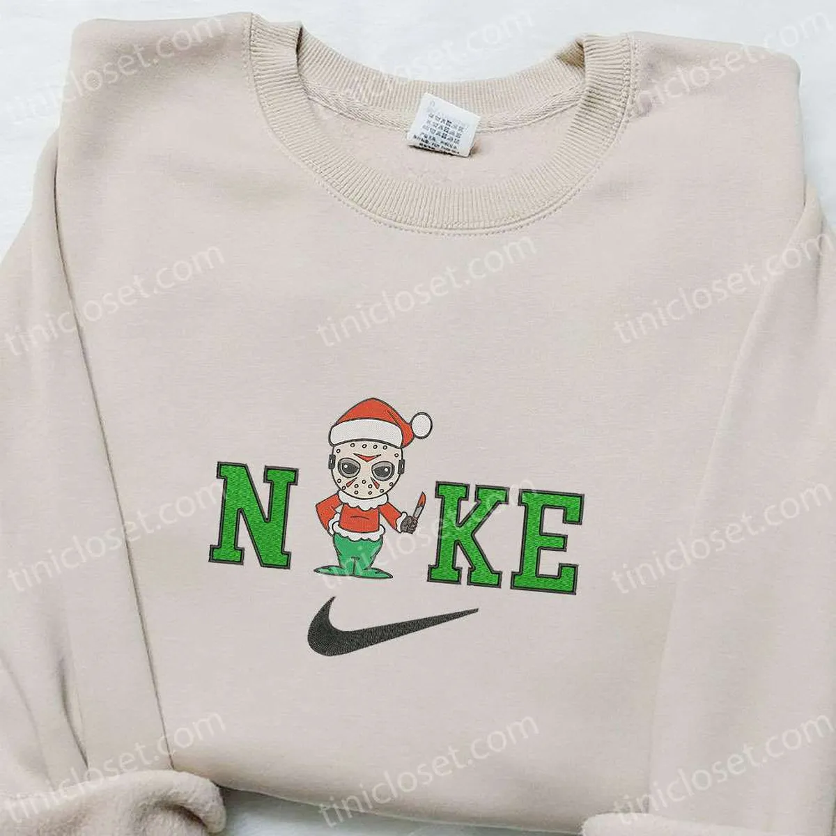nike x jason voorhees christmas hat embroidered sweatshirt horror movie characters embroidered hoodie best christmas gifts for family fpz0e