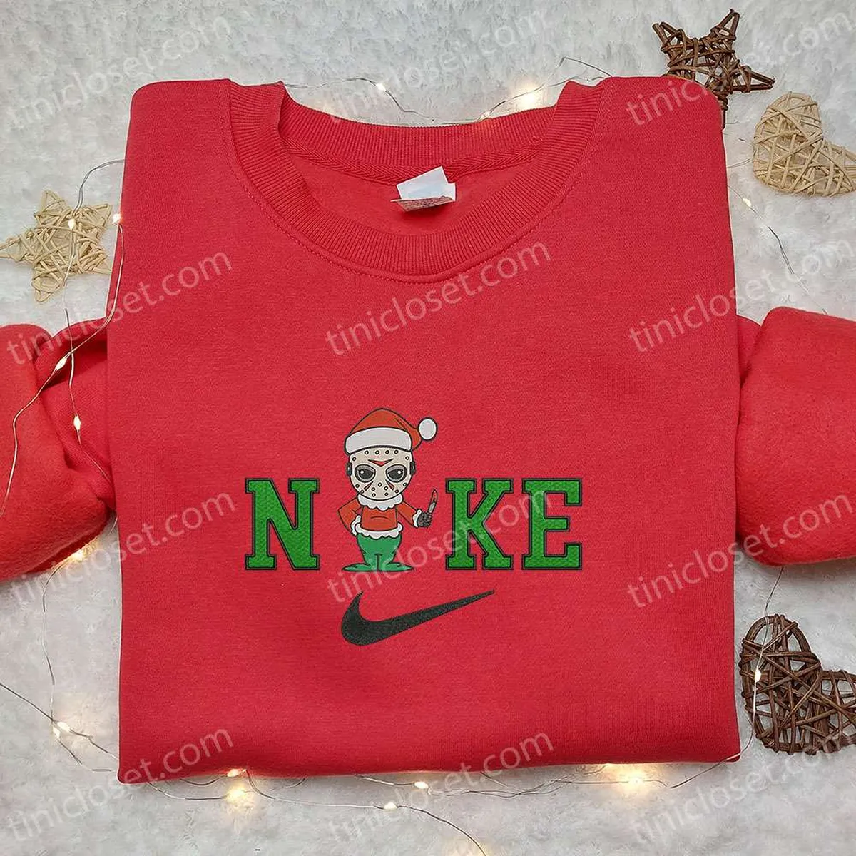 nike x jason voorhees christmas hat embroidered sweatshirt horror movie characters embroidered hoodie best christmas gifts for family koqjc