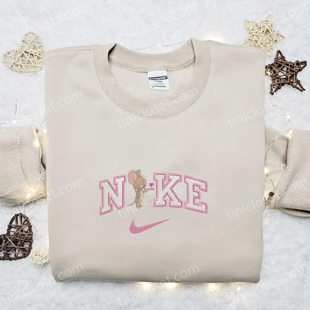 nike x jerry mouse heart embroidered sweatshirt valentineembroidered shirt nike inspired embroidered t shirt pmem7