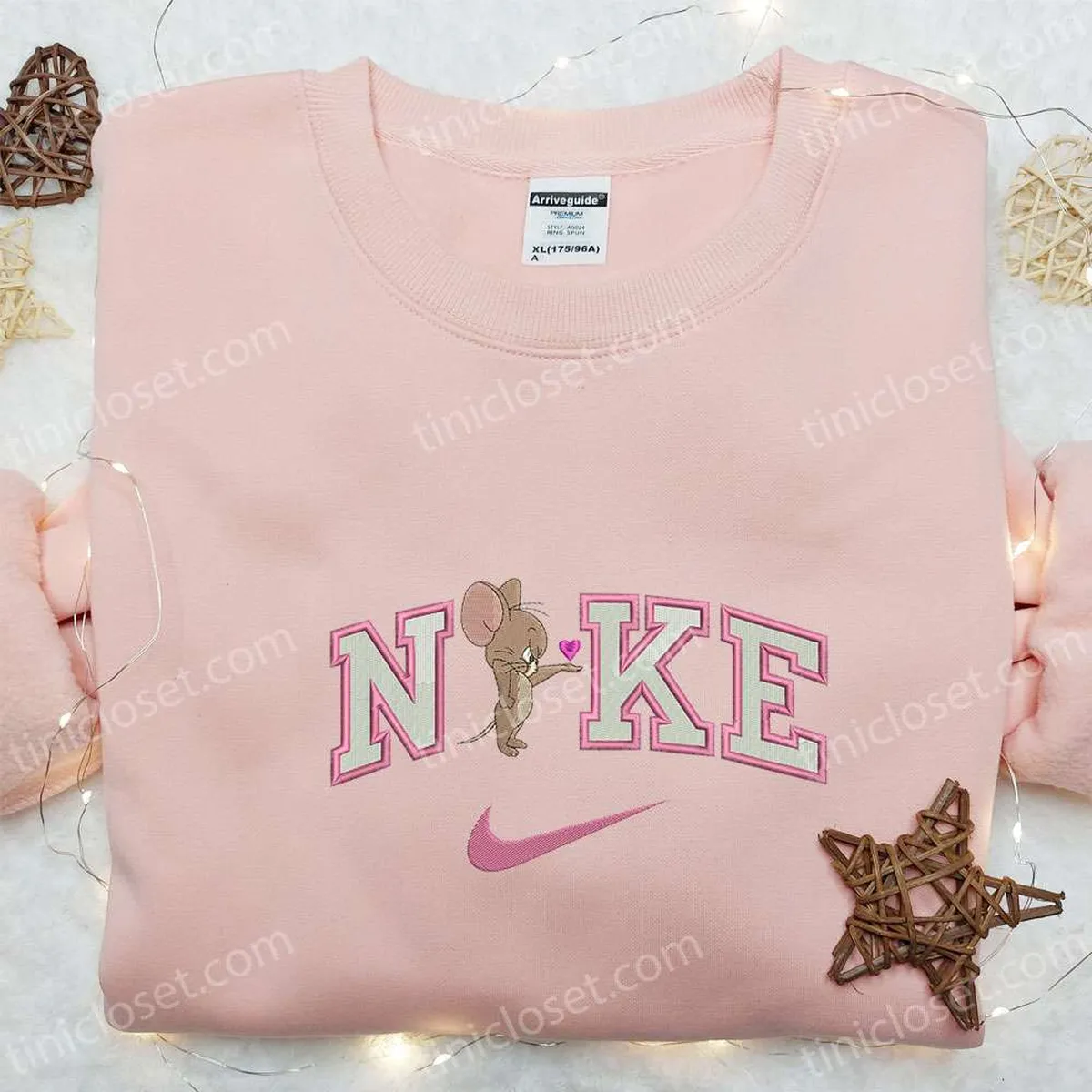 nike x jerry mouse heart embroidered sweatshirt valentineembroidered shirt nike inspired embroidered t shirt sbrv1