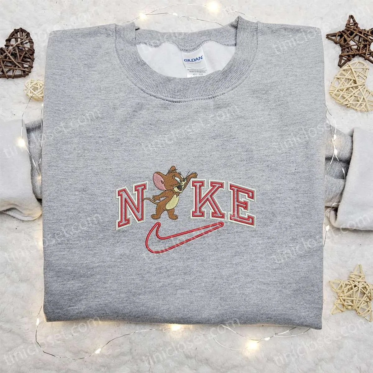 nike x jerry mouse hey embroidered sweatshirt cartoon embroidered shirt nike inspired embroidered t shirt