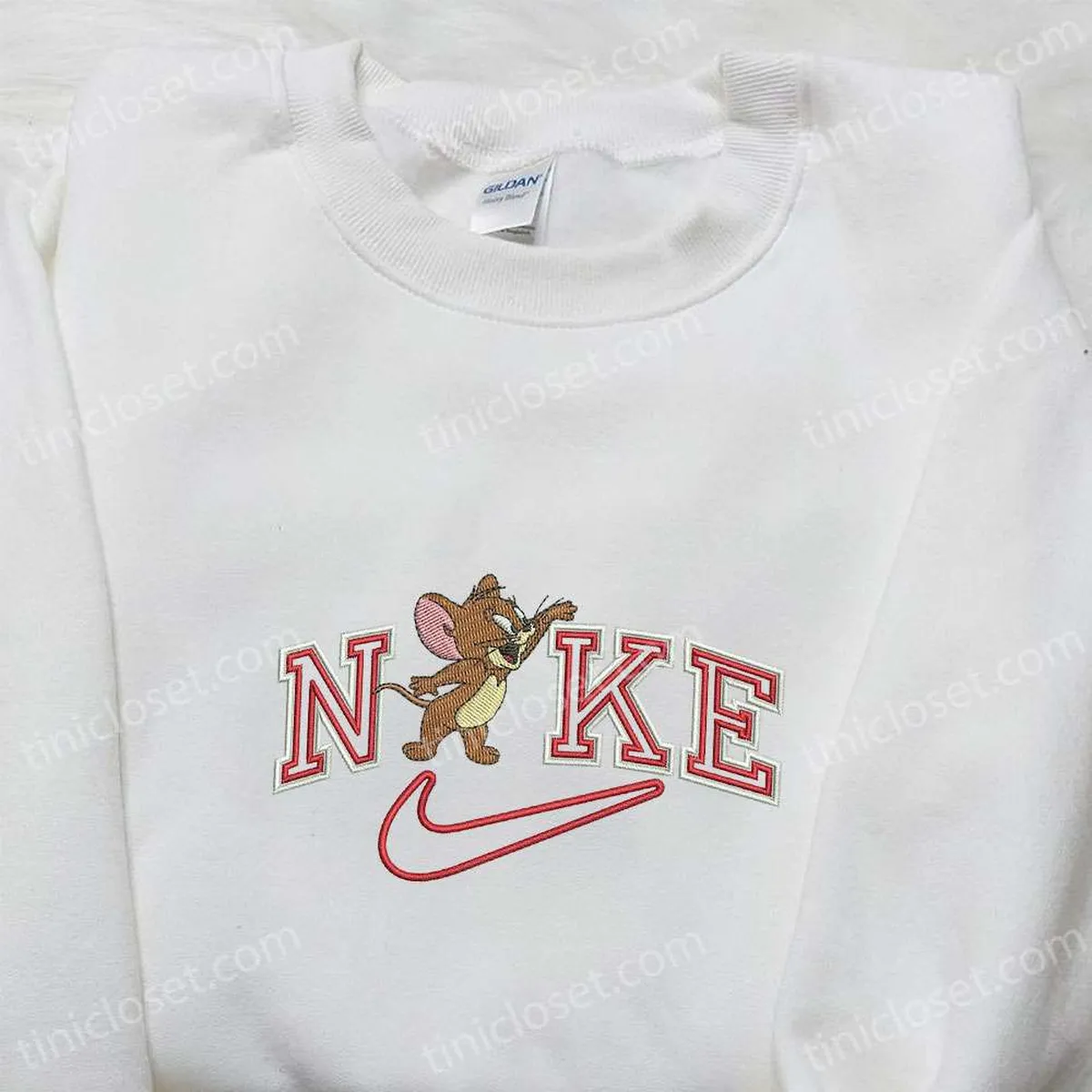 nike x jerry mouse hey embroidered sweatshirt cartoon embroidered shirt nike inspired embroidered t shirt