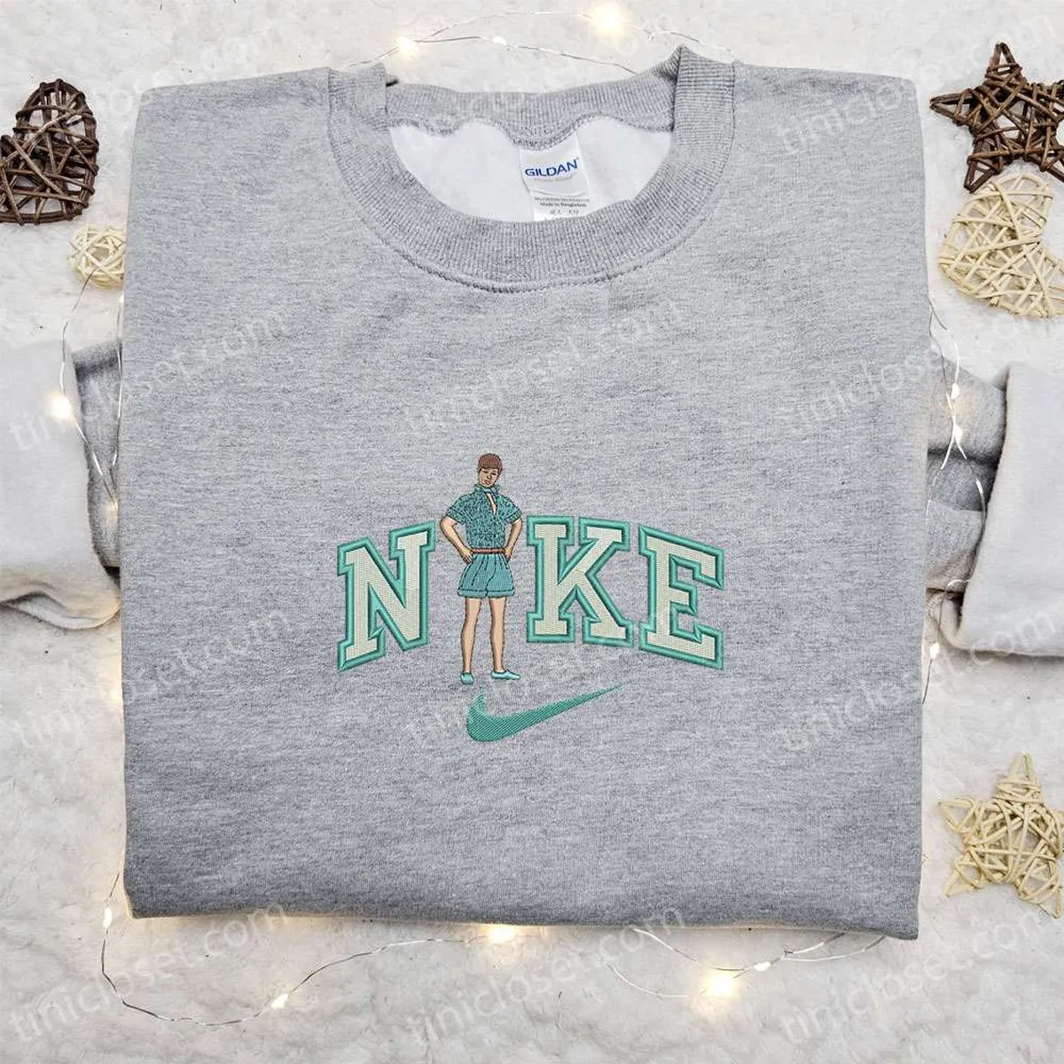nike x ken toy embroidered sweatshirt cartoon barbie embroidered shirt nike inspired embroidered t shirt fickf