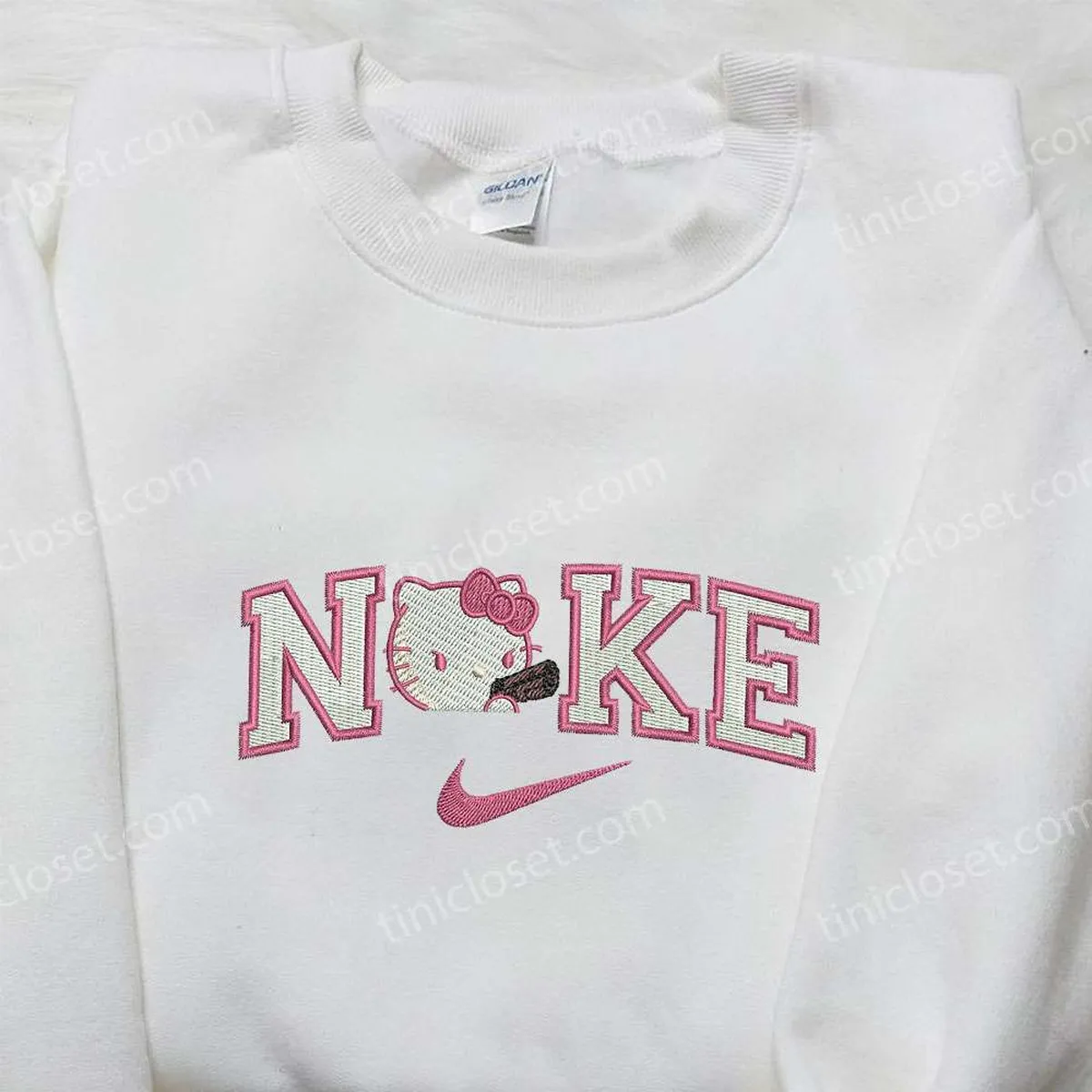 nike x kitty with gun embroidered shirt nike inspired embroidered shirt best gifts for family