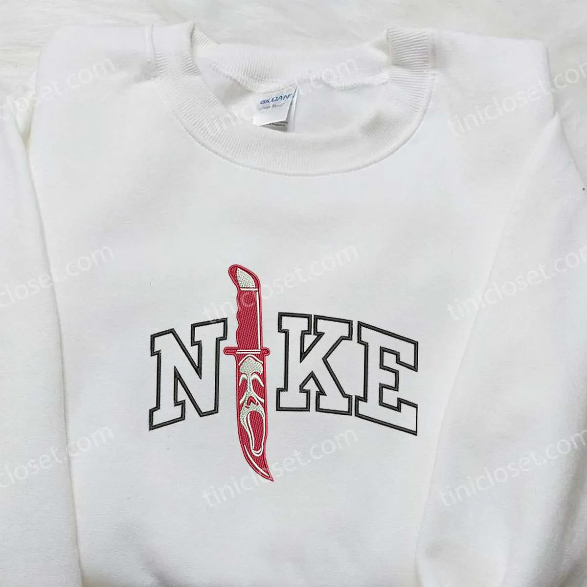 nike x knife ghost embroidered shirt nike inspired embroidered shirt halloween embroidered shirt n2e2g